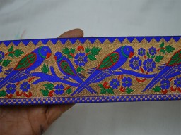 4 Wide Metallic Jaquard Sewing Trim From India Royal Blue Brocade 2.5 Yards