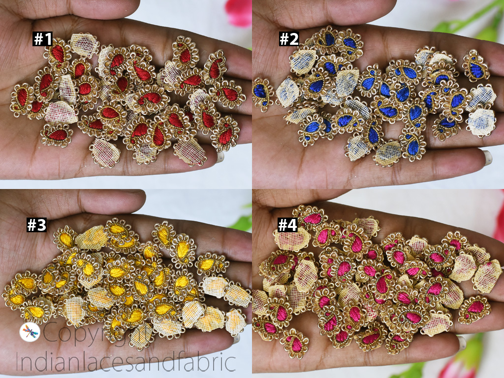 50 Tiny Paisley Zardozi Appliques Patch Rhinestone DIY Craft Headband Scrap Booking Decor Decorative Sewing Accessory Indian Small Applique
