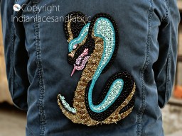 Handcrafted Beaded Cobra Snake Patches Sew  Denim Jackets Shirts Embroidered Backpack Patch DIY Headband Decorative Appliques Crafting Home Décor Beaded Patch Wholesale Applique
