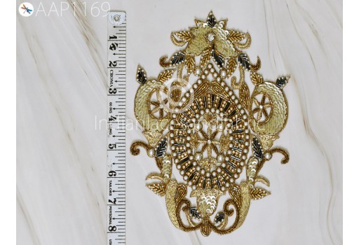 Gold Patches Appliques Wedding Dresses Costumes Floral Beaded Patch Sequined Sewing Crafting Applique Handcrafted Scrap booking