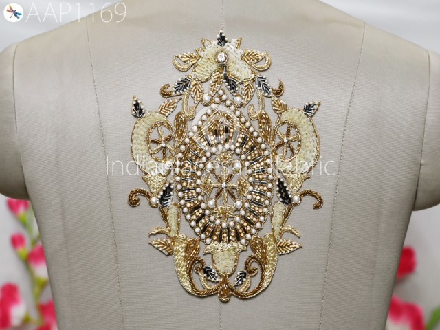 Gold Patches Appliques Wedding Dresses Costumes Floral Beaded Patch Sequined Sewing Crafting Applique Handcrafted Scrap booking