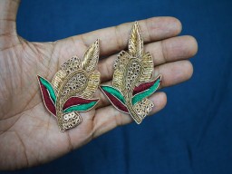 5 Pc Indian Zardozi Appliques Patches Christmas Decorative Sewing Handmade Wedding Dresses Appliques DIY Crafting Supply Home Decor