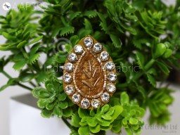 50 Tiny Leaf Shaped Golden Applique Indian Appliques Rhinestone Embroidery Appliques Beaded Bridal Appliques Beige Headband Appliques