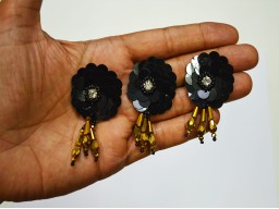 6 Pieces Black Handmade Floral Indian Patches Appliques Dresses Thread Embroidered Applique Decorative Sewing Patches Crafting Sewing