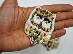Owl Embroidered Indian Sewing Decorative Thread Applique White Handmade Patches Dresses Patches Appliques Crafting Supply Beaded Patches For Dresses