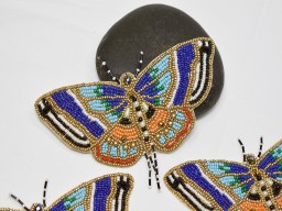 2 Pieces Patches Appliques Blue Butterfly Handcrafted Decorative Handmade Embroidered Indian Sewing Beaded Dresses Patch DIY Crafting Supply