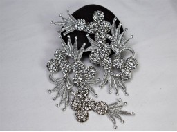 1 Pair Zircon Patches Appliques Beaded Handmade Silver Rhinestone Zardozi Decorative Dresses Christmas Sewing Supply Decor Bags Appliques