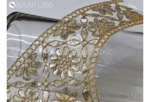 1 Pc Gota Patti Gold Neck Patches for Wedding Dress Neckline Patch Handmade Indian Clothing Accessories Crafting Collar Costumes Applique
