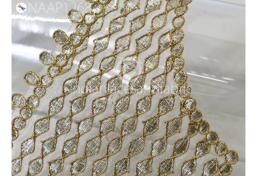 1 Pc Gota Patti Gold Neck Handmade Indian Clothing Accessoies Crafting Collar Applique Costumes Patches for Wedding Dress Neckline Patch