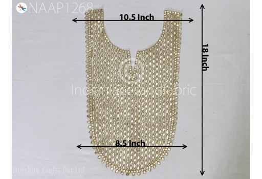 1 Pc Gota Patti Gold Neck Handmade Indian Clothing Accessoies Crafting Collar Applique Costumes Patches for Wedding Dress Neckline Patch