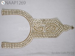 Handmade Indian Clothing Accessories Costumes Crafting Collar Applique 1 Pc Gota Patti Gold Neck Patches for Wedding Dress Neckline Patch