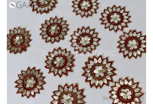  12 piece  Maroon Gotta Pati Appliques Patch Bridal lehngas Handcrafted Decoration Appliques Indian Traditional Outfits Wedding Dress Sew on Applique