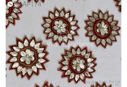  12 piece  Maroon Gotta Pati Appliques Patch Bridal lehngas Handcrafted Decoration Appliques Indian Traditional Outfits Wedding Dress Sew on Applique