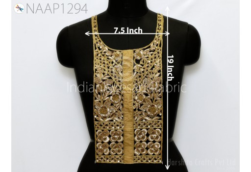 Zardosi Gold Neck Patch 1 Pieces Handcrafted Indian Clothing Crafting Accessoies Decorated latest Designer Gown Sequins for Neckline Patches