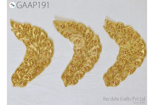 6 pieces Beaded Leaf Patch Applique Handmade Indian Decorative Sewing Costume Dress Handcrafted Patches Appliques Crafting Supply Home Décor