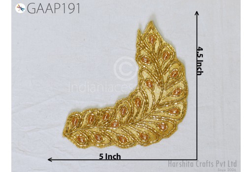 6 pieces Beaded Leaf Patch Applique Handmade Indian Decorative Sewing Costume Dress Handcrafted Patches Appliques Crafting Supply Home Décor