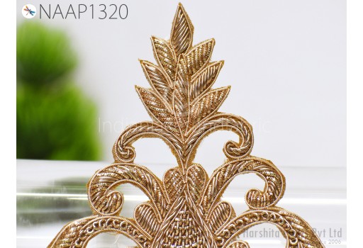 1 Piece Handmade Applique Gold Zardozi Patches Appliques Costumes Dresses Decorative Indian Sewing DIY Crafting Sewing Clothing Accessory