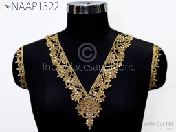 Neckline Patches Zardosi Gold Handmade Neck Patches with sleeves Patch Decorative Neck Handcrafted Crafting Indian Zardosi Neck for Dresses