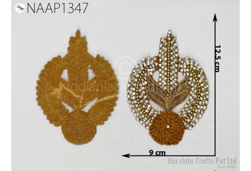 2 pc Handmade Rhinestone Gold Patches Appliques Crafting Decorative Indian Dresses Patches Christmas Appliques Sewing Supply Decor. 