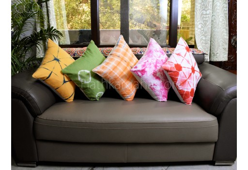 Indian Tie Dye Cushion Cover 16"x16" Shibori Handmade Cushion Covers Handcrafted Decorative Boho Home Decor Pillow Cover Housewarming Gifts