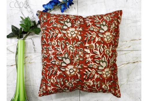 Beautiful Floral Cushion Cover 16"x16" Block Printed Cushions Cover Indian Sustainable Decorative Home Decor Pillow Cover Housewarming Gift