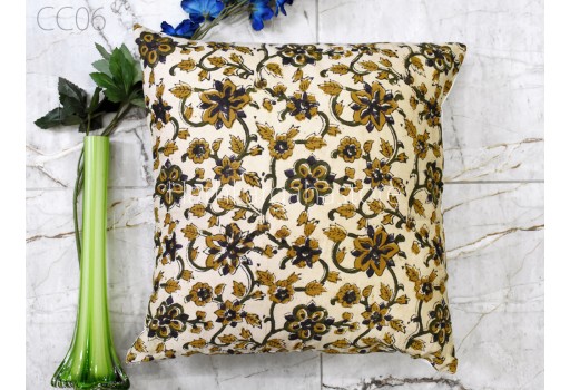 Beautiful Floral Cushion Cover 16"x16" Block Printed Cushions Cover Indian Sustainable Decorative Home Decor Pillow Cover Housewarming Gift