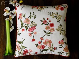 Indian Floral Embroidered Cushion Cover Decorative Home Decor Pillow Cover Handmade Embroidery Throw Pillow House Warming Bridal Shower Wedding Gift