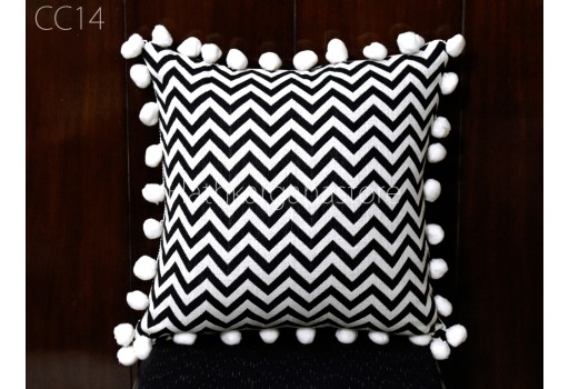 Black Chevron Cushion Cover Decorative Jacquard Home Décor Custom Square Pillow Cover Throw Pillow House Warming Bridal Shower Wedding Gift