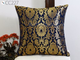 Midnight Blue Brocade Pillow Cover Handmade Lumbar Pillowcase Sham Decorative Cushion Home Decor House Warming Bridal Shower Wedding Gift