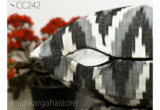 Black Ikat Cushion Cover Pillowcase Handwoven Double Sided Decorative Pure Cotton Throw Pillow House Warming Shower Wedding Gift Home Decor