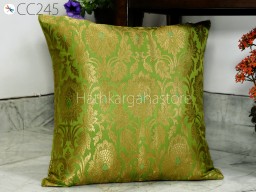 Green Brocade Silk Pillow Cover Handmade Lumbar Pillowcase Sham Decorative Cushion cover Home Decor House Warming Bridal Shower Wedding Gift