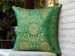 Sea Green Silk Pillow Cushion Cover Handmade Brocade Lumbar Pillowcase Sham Decorative Home Decor House Warming Bridal Shower Wedding Gift