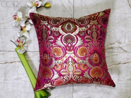 Brocade Silk Cushion Cover Handmade 16x16 Car Pillow Cover Lumbar Pillowcases Decorative Home Decor House Warming Bridal Shower Wedding Gift