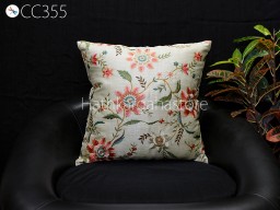 Ivory Embroidered Throw Pillow Handmade Embroidery Cushion Cover Decorative Home Decor Pillowcase Housewarming Bridal Shower Wedding Gift