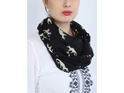 Black White Infinity Scarf Cowl Neck Wrap Indian Cotton Women Scarves Circle Gift for Her Girlfriend Christmas Birthday Loop Head Wrap Stole