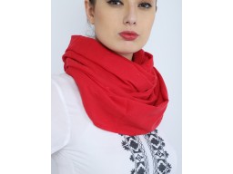 Red Embroidered Hearts Infinity Scarf Cowl Neck Wrap Indian Cotton Women Scarves Circle Gift Mom Girlfriend Birthday Loop Head Wrap Stoles