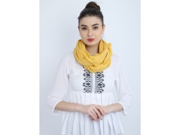 Yellow Embroidered Hearts Infinity Scarf Cowl Neck Loop Wrap Indian Cotton Women Scarves Circle Gift For Her Girlfriend Christmas Wrap Stole