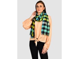 Indian Rayon Yellow Blue check Long Scarf Women Accessory Scarves Gift for Men Girlfriend Christmas Birthday Summer Wrap Party Wear Stoles