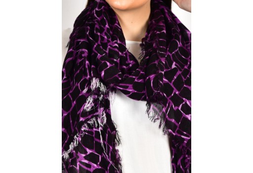 Purple Black Indian Rayon Long Scarf Women Evening Wrap Accessory Scarves Gift for Mom Girlfriend Christmas Birthday Summer Bridesmaid Stole