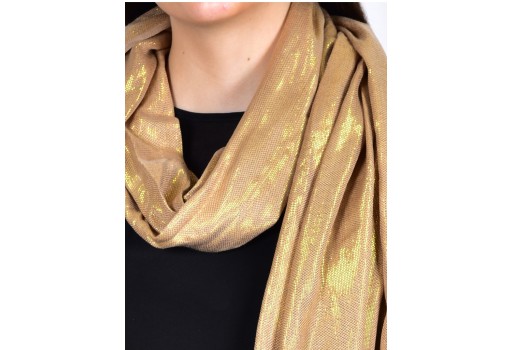 Brown Gold Long Scarf Women Accessory Scarves Indian Rayon Gift for Mom Anniversary Christmas Birthday Summer Boho Bridesmaid Evening Stoles