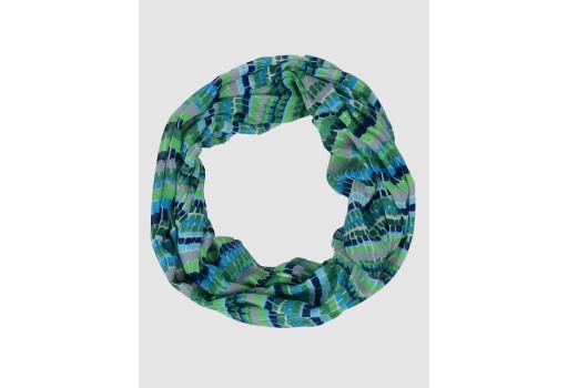 Green and blue color print infinity scarf by 1 piece cowl neck wrap indian polyester women circle sprint and summer bridesmaids christmas birthday autumn loop scarf head wrap online beautiful stunning party wear stoles