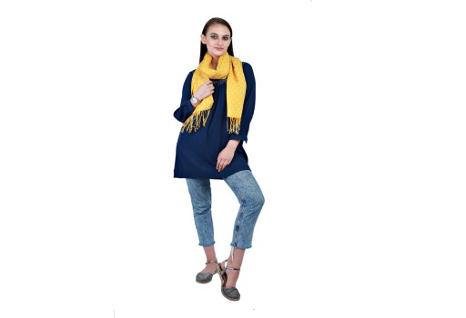 Mustard Yellow Indian Stars Print Rayon Long Scarf Women Evening Wrap Accessory Scarves Gift Mom Girlfriend Christmas Birthday Summer Stoles