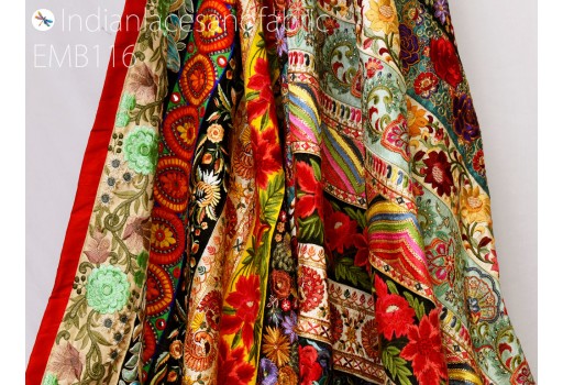 Indian Embroidered Fabric Remnants Saree Border Assorted Sari Trims Remnant for DIY Crafting Junk Journal Sewing Boho Multi Color Embroidery Festive lehenga Costumes Fabric