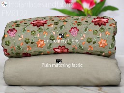 Indian Floral Embroidered Cotton Fabric by the Yard Embroidery Sewing DIY Crafting Women Summer Dresses Costumes Tote Bag Curtain Home Décor Table Runner Fabric