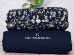 Floral Thread Embroidered Cotton Fabric by the Yard Indian Ivory Embroidery Sewing DIY Crafting Women Summer Dresses Costumes Tote Bag Home Decor Curtains Fabric