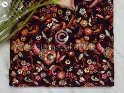 Indian Wine Georgette Embroidered Fabric By The Yard Embroidery Sewing Curtain DIY Crafts Summer Women Dress Material Drapery Home Décor Cushion Cover