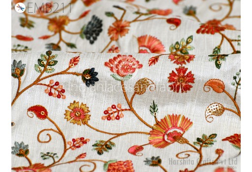 1.5 Meter Ivory Embroidered Fabric Sewing DIY Crafting Embroidery Wedding Dresses Fabric Costumes Dolls Bags Cushion Covers Home Decor