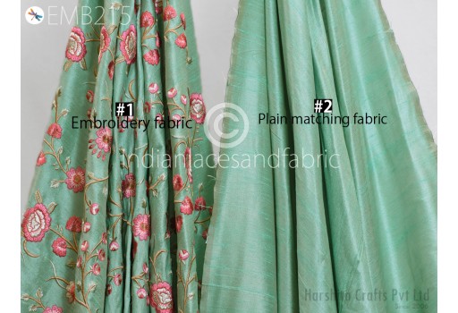 Pistachio Green Embroidered Dupioni Fabric By The Yard Sewing Crafting Wedding Dresses Costumes Dolls Bags Cushion Covers Table Runners Upholstery