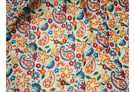 Paisley Pattern Embroidered Fabric Crafting Sewing Floral Wedding Dress By The Yard  Embroidery Fabric Bridesmaid Lehenga Clutches Home Decor Kids Frock Cushion Cover Skirts Quilting