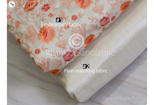 Off White Embroidered Fabric by the yard DIY Crafting Embroidery Wedding Dresses Skirts Fabric Costumes Dolls Bags Cushion Covers Table Runners